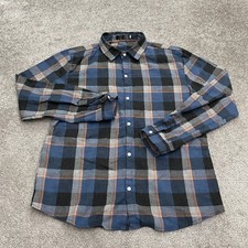 Unbranded Flannel Shirt Mens Large Blue Plaid Long Sleeve Button Down Casual Top