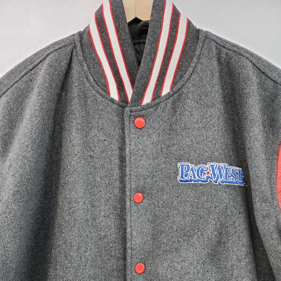 Mens S Varsity Cheerleader Letterman Jacket Red Sleeves PAC WEST National Champ - Image 3 of 4