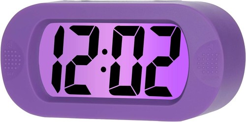 Portable Kids Alarm Clock - Jumbo LCD Display in Purple with Snooze Function - Picture 3 of 9