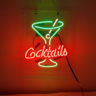 Cocktails Neon Light Sign 14''x9'' Lamp Beer Bar Pub Wall Hanging Artwork