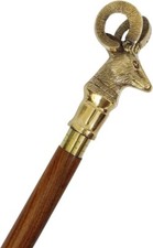 Brass Antique Royal Goat Classic Pretty Wooden Walking Stick Spank
