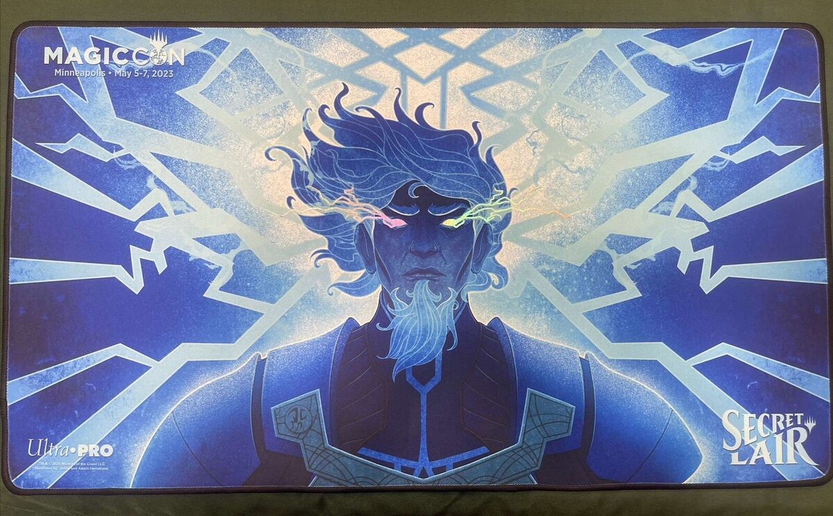 MTG Urza Brainstorm Foil Stitched Playmat * MagicCon MTG Urza Brainstorm Foil Stitched Playmat * MagicCon