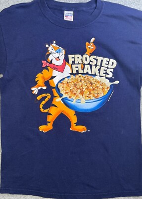 Vtg Y2k Tony The Tiger Kellogg’s Frosted Flakes Cereal Mascot T-Shirt Lrg  Logo