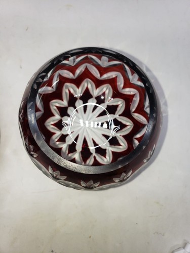 set of 4 vintage cranberry cut crystal bowls - Picture 11 of 16