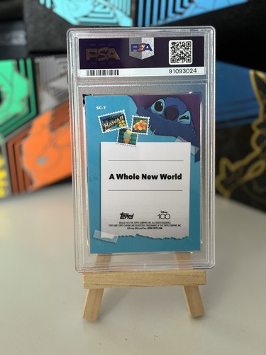 2023 Topps Chrome Disney 100 Stitch in Aladdin Costume Whole New World /28 PSA 9 - Picture 2 of 2