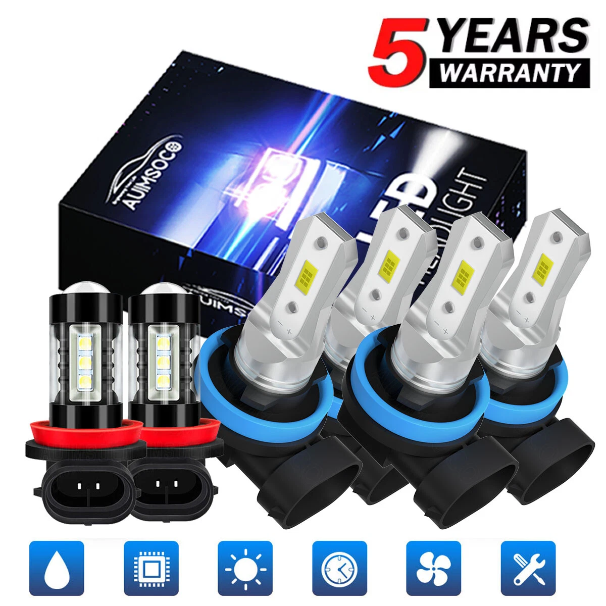 For Chevy Impala 2006-2013 Combo LED Headlight High Low Beam Fog Light Bulbs Kit
