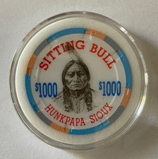 Sitting Bull $1000 Hunkpapa Sioux Casino Poker Chip Card Guard