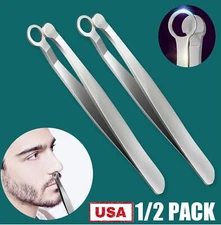 2× Round Head Nose Hair Trimming Tweezer Steel Eyebrow Nose Hair Cut Makeup Tool