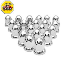 Chrome Wheel Lug Nut Covers Caps 33mm Push On Bullet Style Plastic 20 Pack