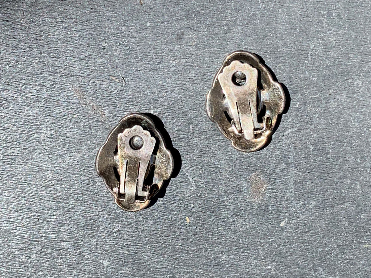 Dramatic Sterling Silver and Ruby-Toned Clip-on E… - image 2