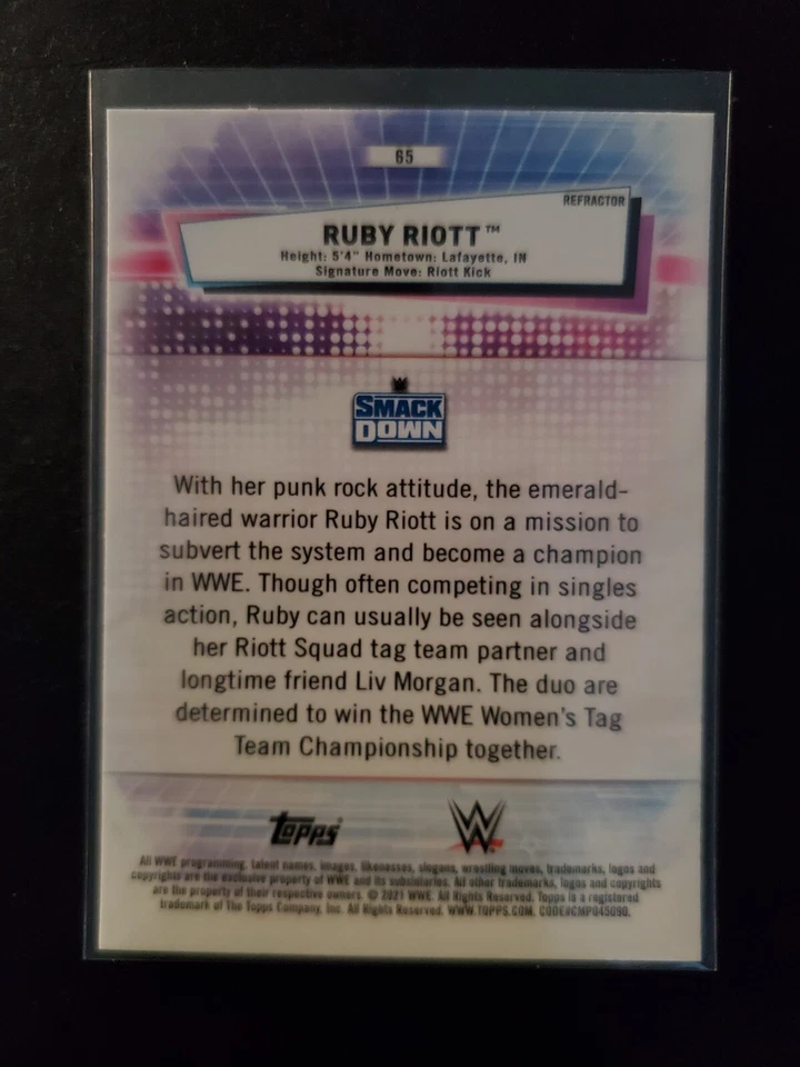 2021 Topps Chrome WWE SmackDown REFRACTOR #65 RUBY RIOTT - Image 2 of 2