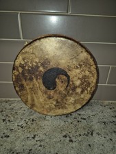 Vintage Yin Yang Hand Drum Tao Meditation Frame Drum Rawhide 7&rdquo; Ritual Drum