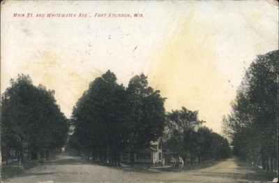Fort Atkinson, Wisconsin WI Main St. Whitewater Ave. Fork 1908 Vintage Postcard