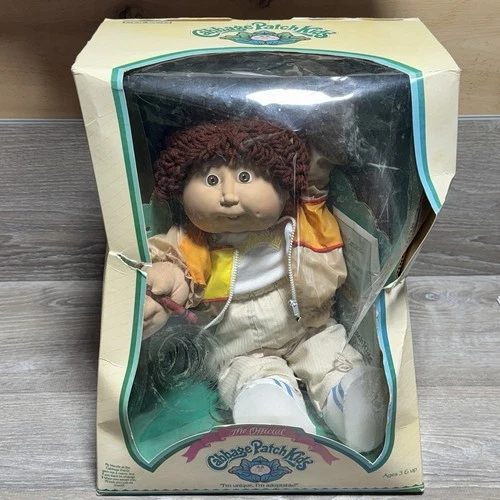 Original Vintage Cabbage Patch Doll 1983/84 With Box & Papers Brown Hair & Eyes