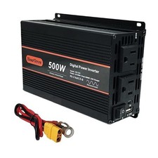 500W Pure Sine Wave Power Inverter DC 12V to 110V with 2 Outlets, 1 USB-A