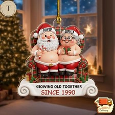 Custom Funny Couple Christmas Ornament 2025, Growing Old Together