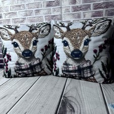 Charming Christmas Winter Reindeer 18x18 Inch THROW PILLOW  COVERS  2D Print