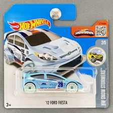 2016 Hot Wheels '12 Ford Fiesta Frosty Blue Short Card HW Snow Stormers 2/5