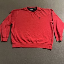 Vintage Chaps Men  s Pullover Crewneck Sweater XL Red Cotton Logo Preppy Holiday
