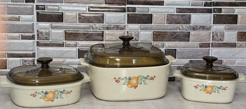 6 Piece Corning Ware Abundance Casserole Dishes With Amber Lids - 第 1/13 張圖片