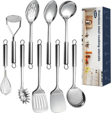 9 Pcs Cooking Utensils Set Stainless Steel Kitchen Utensils A. 9 Pieces