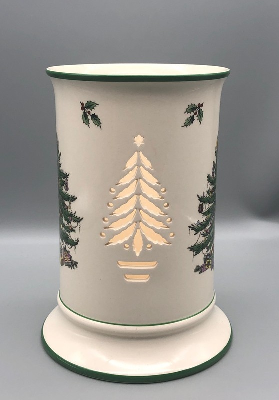 Vintage Spode Christmas Tree England Pierced Tree Column Candleholder