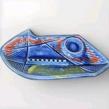 Vtg California Pottery Cal Style USA Ashtray 14" Large Drip Glaze Retro MCM E38