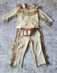 Vintage Custom Made Buckskin Native American Style Outfit Fringe Shirt Pants