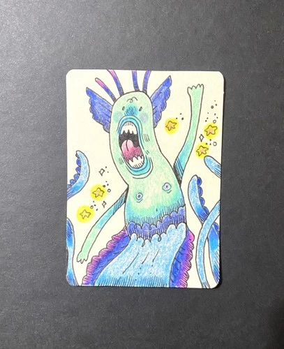 ACEO Original Drawing Sea Creature Merman Art Card imaginehowemedia 2.5x3.5