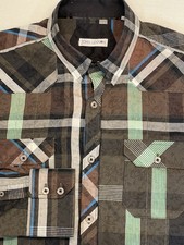 John Lennon Men’s Brown Plaid Western Style Long Sleeve Size Large Cotton Shirt