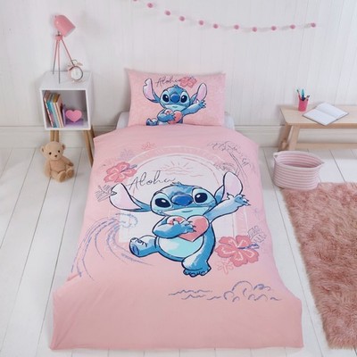 EINZELBETT STITCH ALOHA BETTBEZUG SET BETTWÄSCHE LILO ROSA BLAU HERZEN BLUME