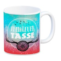 Kaffeebecher Mit Geweih Und Kompass Motiv Und Spruch: Abenteuer Tasse Tasse
