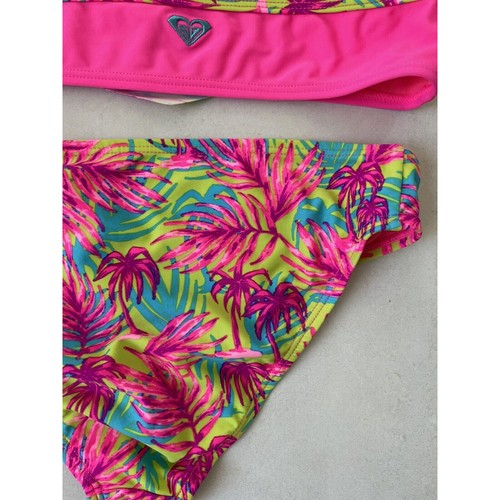 Roxy Girls Bikini Kids Swimsuit Multicolor Floral Print Ruffled - Picture 9 of 11