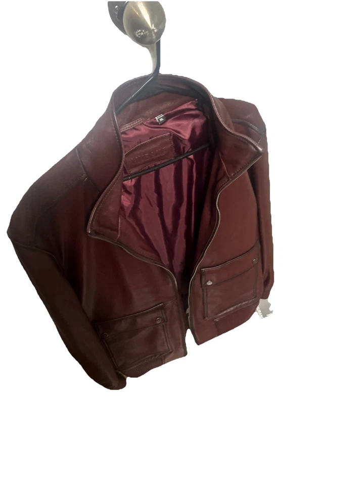 Abrigo de piel de cordero de lujo de cuero premium de Murano XL granate Foto 4 de 4