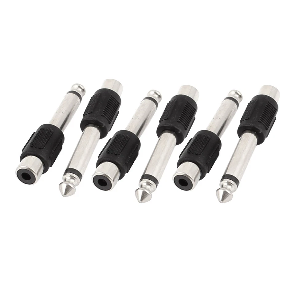 6pcs Jack 6.35mm 1/4" mono mâle vers RCA Femelle Jack M/F Adaptateurs audio - Photo 1/1