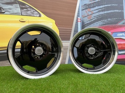 4X R17'' 5x112 AMG Aero Style Black+Polished Lip Wheels: Fits For Mercedes C E