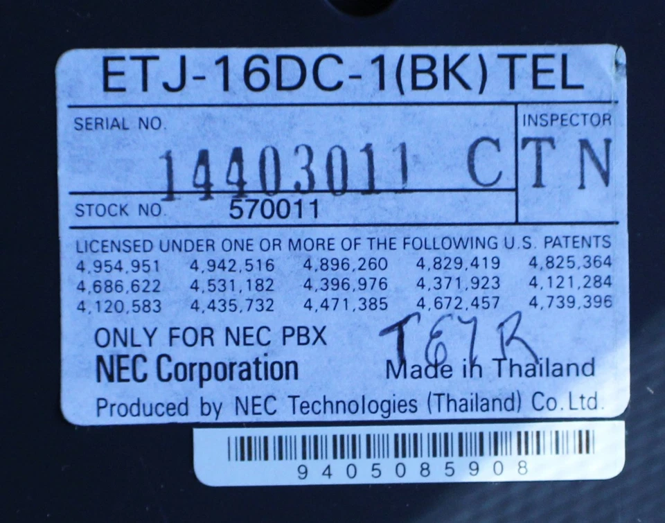 Teléfono digital de oficina NEC Dterm serie III ETJ-16DC-1 (BK) 16 botones PBX negro Foto 4 de 4