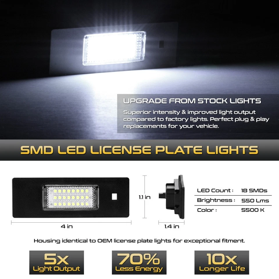 [ERROR-FREE] BMW E63 F12 X2 Z4 I3 Full LED License Plate Light Lamp Mini Clubman Foto 2 de 4