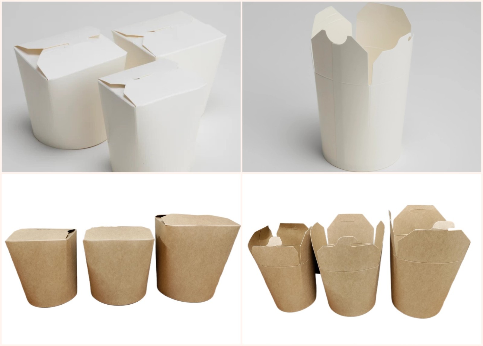 Contenedor de caja de comida para llevar de fideos Kraft ecológico degradable almuerzo ramen