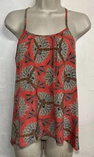 Collective Concepts XS Tank Top Neon Red Brown Speghetti Strap Lace Detail Cami