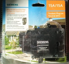 SIEMENS Q1515AFCNP 15A TANDEM AFCI CIRCUIT BREAKER