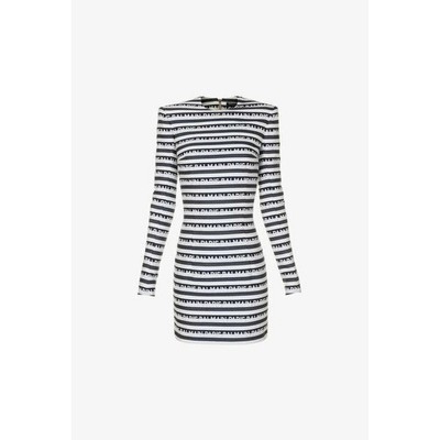 BALMAIN Kleid kurz gestreift Balmain Logo Print Gr. 38