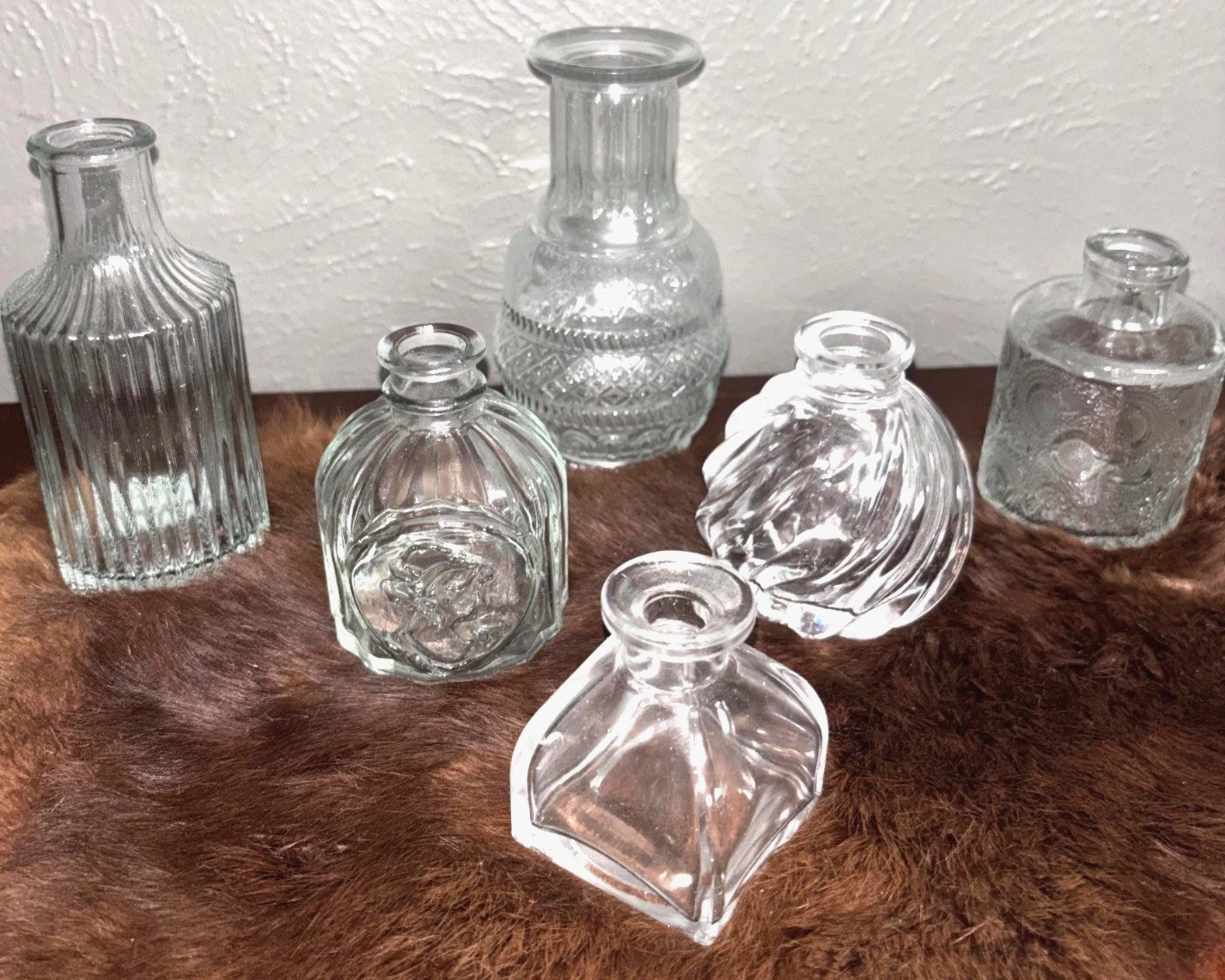 LOT OF 6 Vintage Unique Design Glass Jars