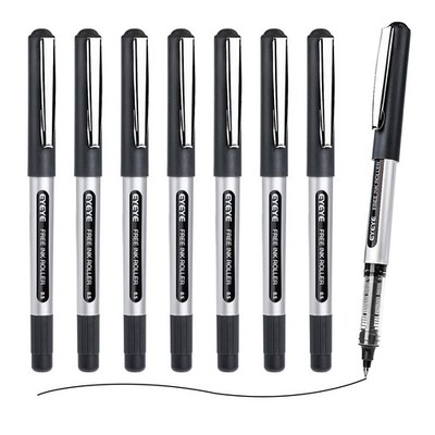 EYEYE Rollerball Pens Black 0.5mm, 8 Pack Extra Fine Point Quick Dry, Liquid ...