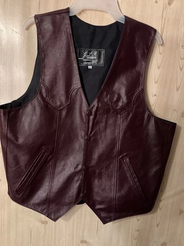 Vintage Creaciones GLR Burgandy Leather Vest  Size 40 Leon Cowboy Rancher Mexico image 11
