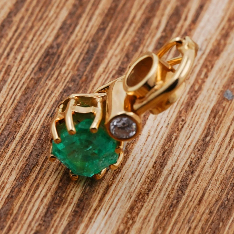 Smaragd Anhänger 585 Gold 14 Kt Gelbgold Diamant Brillant Damen Wert 1990,- - Bild 4 von 4