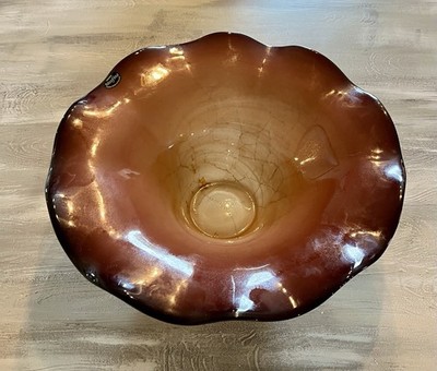 Hand Blown Ruffled Centerpiece Bowl. Krosno Josefina. Made In Poland