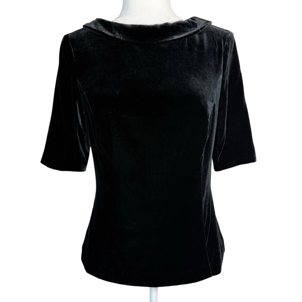 Blusa Boden Martha Top Terciopelo Seda Negra Media Manga Talla 4 Formal Informal Nueva sin Etiquetas Foto 2 de 4