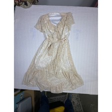 Fair Haven Midi Dress Womens Boho Cottagecore Cream Wrap Style Ruffle Tiered 