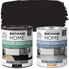 Rust-Oleum 367597 Home Interior Floor Coating Kit, Matte Black 1 Quarts (Pack...